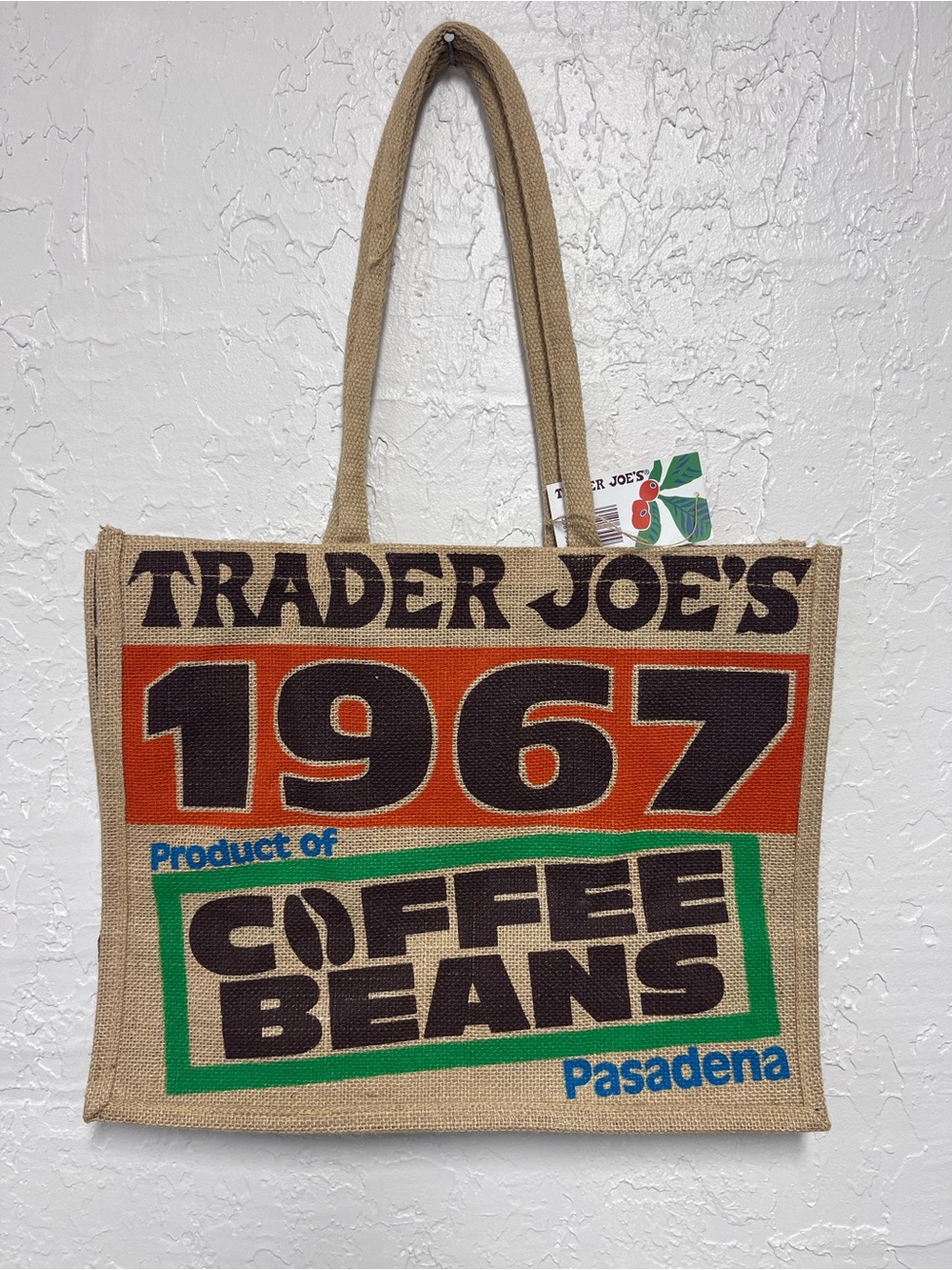 Trader Joe's Large Jute Pasadena Coffee Beans Tote
